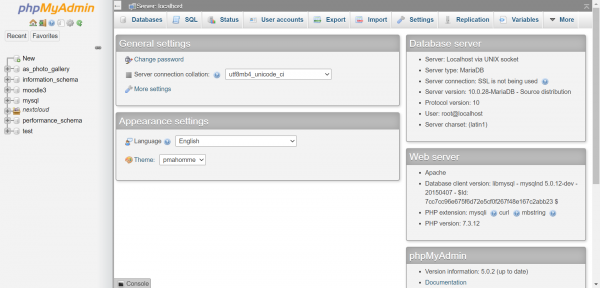 phpMyAdmin - ASUSTOR NAS