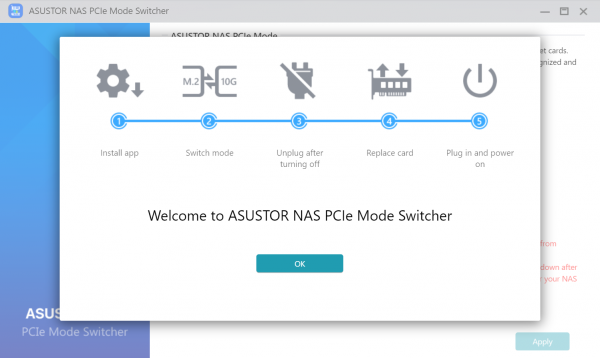 ASUSTOR NAS PCIe Mode Switcher asustor NAS App