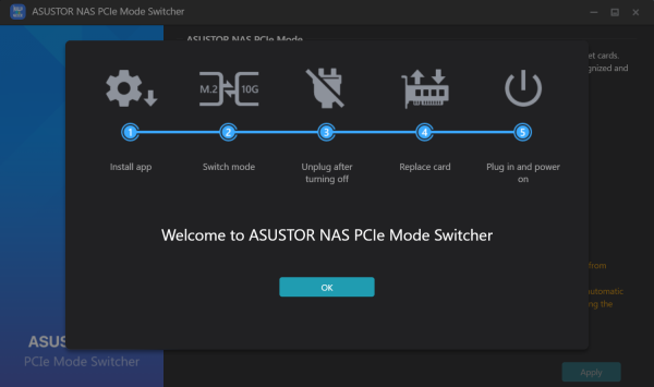 ASUSTOR NAS PCIe Mode Switcher asustor NAS App