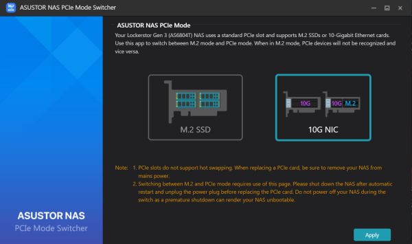 ASUSTOR NAS PCIe Mode Switcher - ASUSTOR NAS